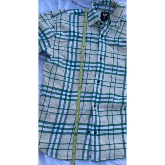 Vintage Surf Club Flannel Men’s Long Sleeve Green Cream PARI Shirt Sz XS NWT - Picture 3 of 16